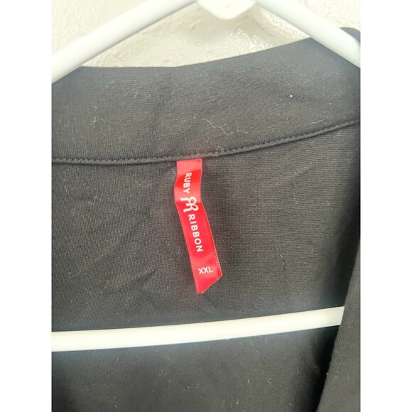 Ruby Ribbon Wrap Ponte Jacket Cardigan Sweater Top With Belt Size 2X XXL Black - Picture 6 of 9